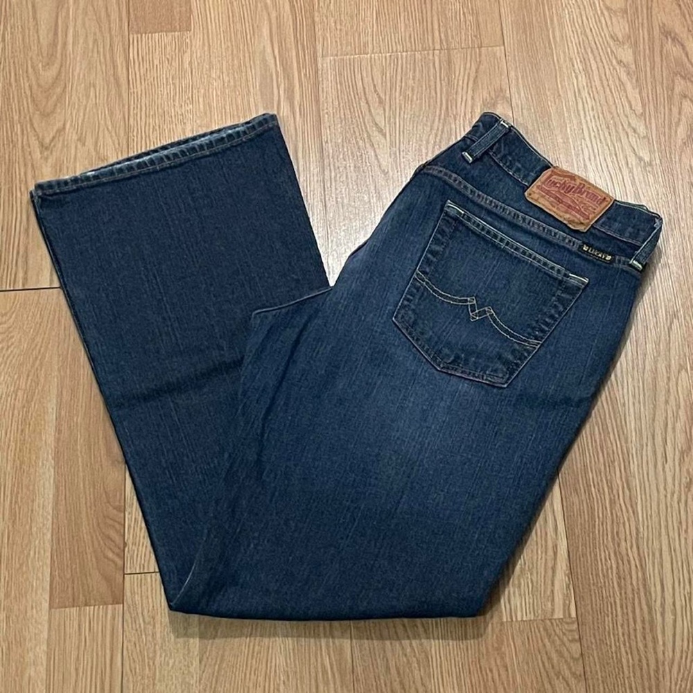 Lucky Brand Women’s 32 (34x30) Bootcut Jeans Dark Blue Mid Rise Denim Western